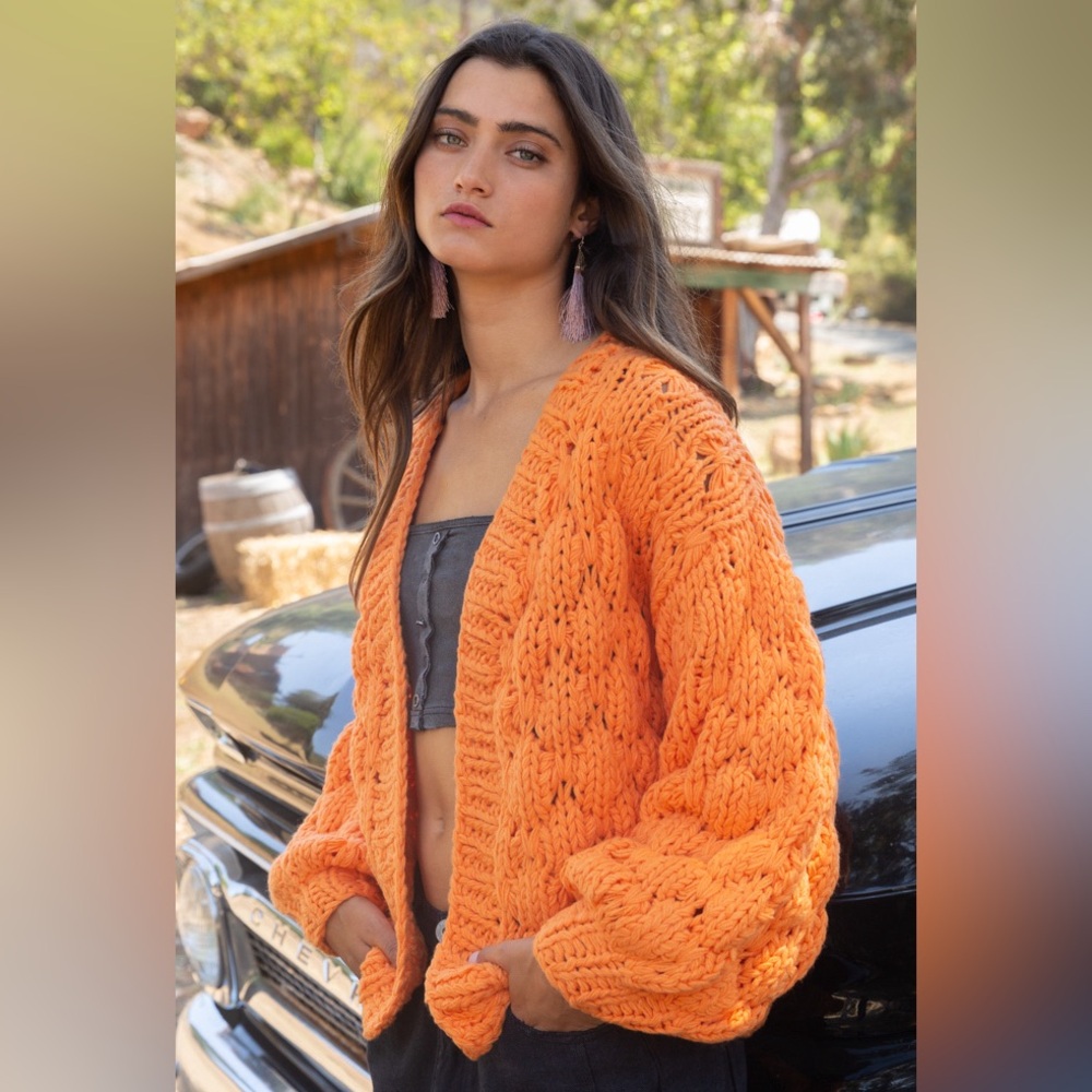 POL Bright Orange Knit Cardigan